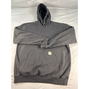 Carhartt Hoodie Mens Large Black Loose Fit K121 Pullover Workwear Sweatshirt